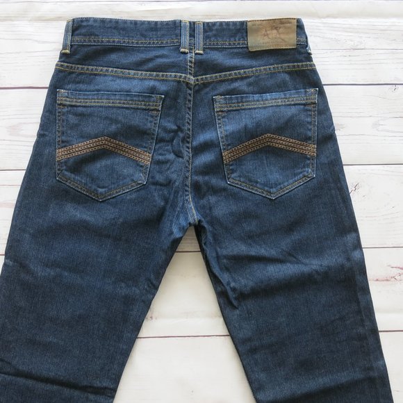 Armani Exchange Cotton Dark Wash Straight Leg Denim Jeans - Size 31 Short - Picture 2 of 6